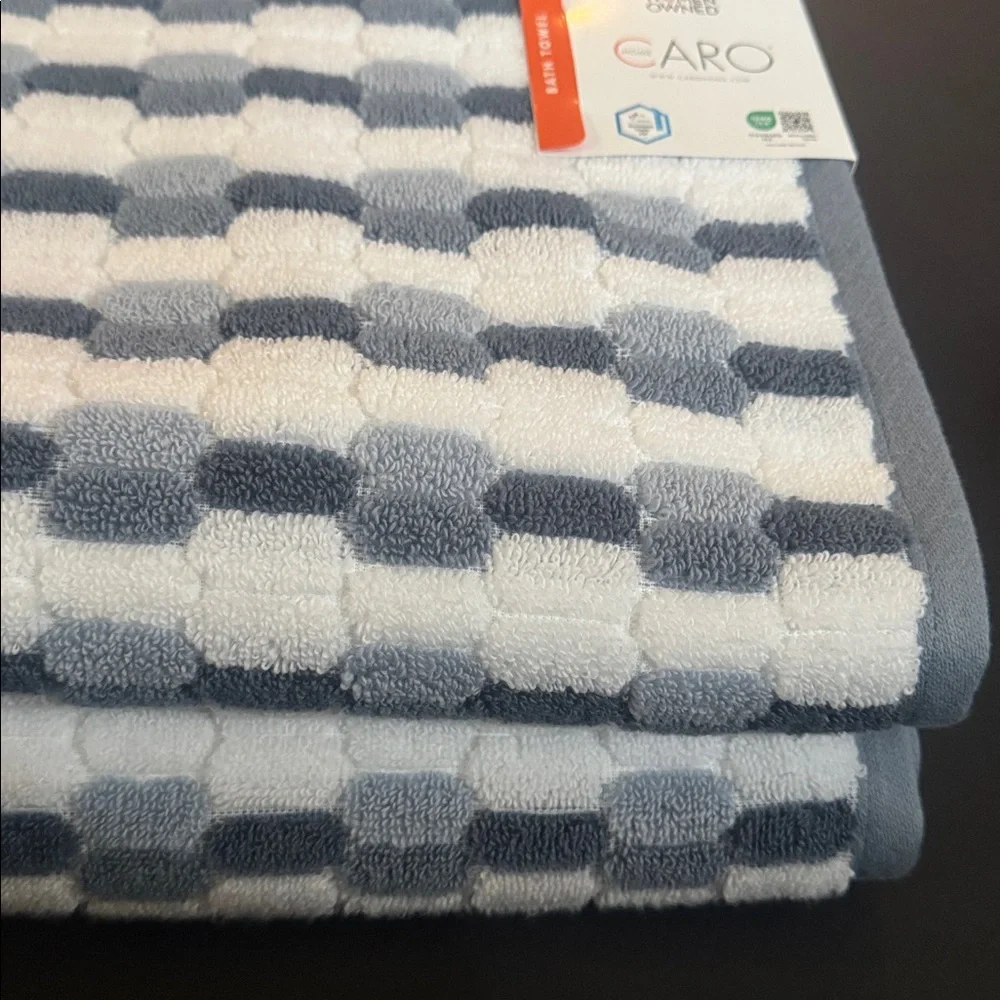 4pc CARO HOME 100% Cotton Mosaic Bath Towel Set - Denim